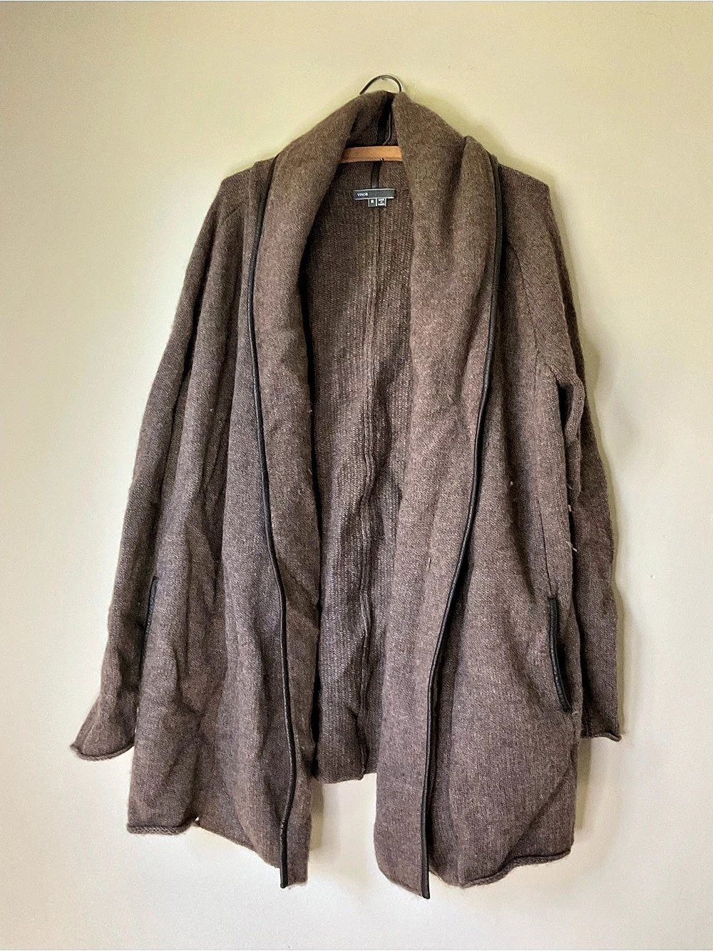 Vince Brown Knit Open Front Cardigan Size Medium